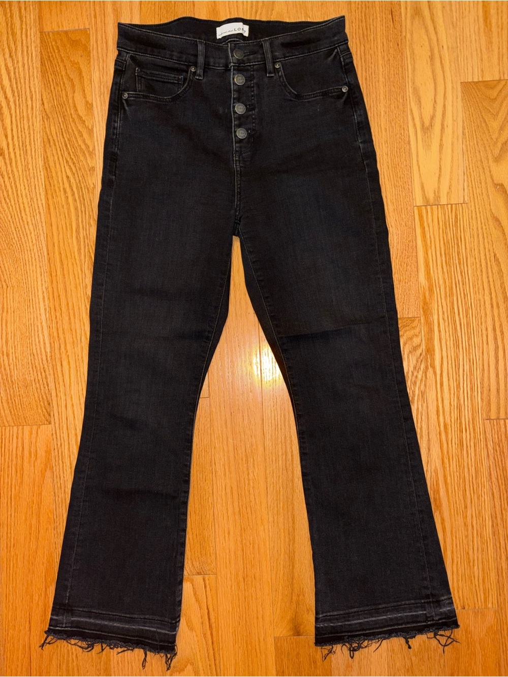 LOFT Black High-Rise Button-Fly Flare Jeans